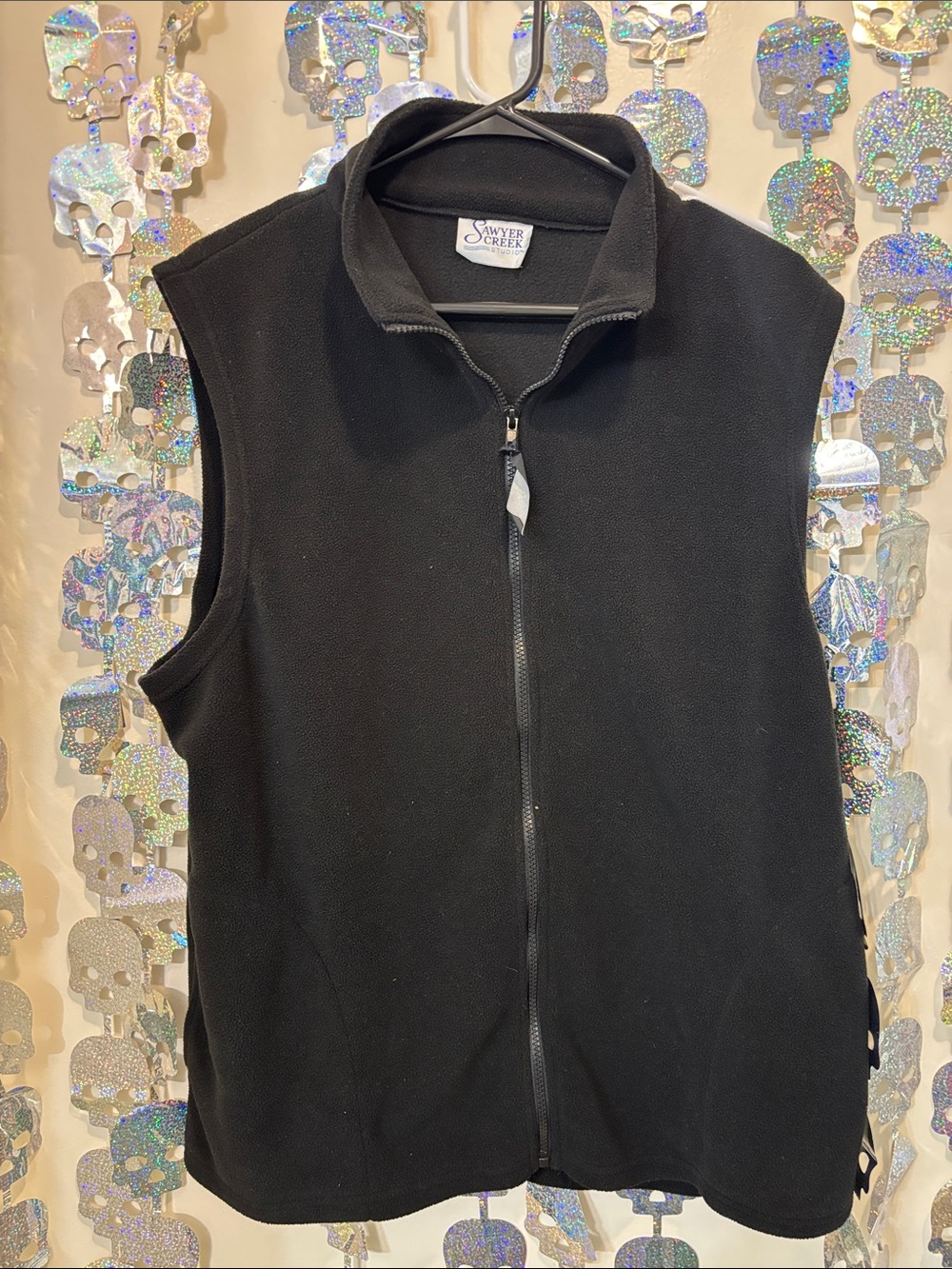 Men's Black Fleece Vest - Full Zip Layering